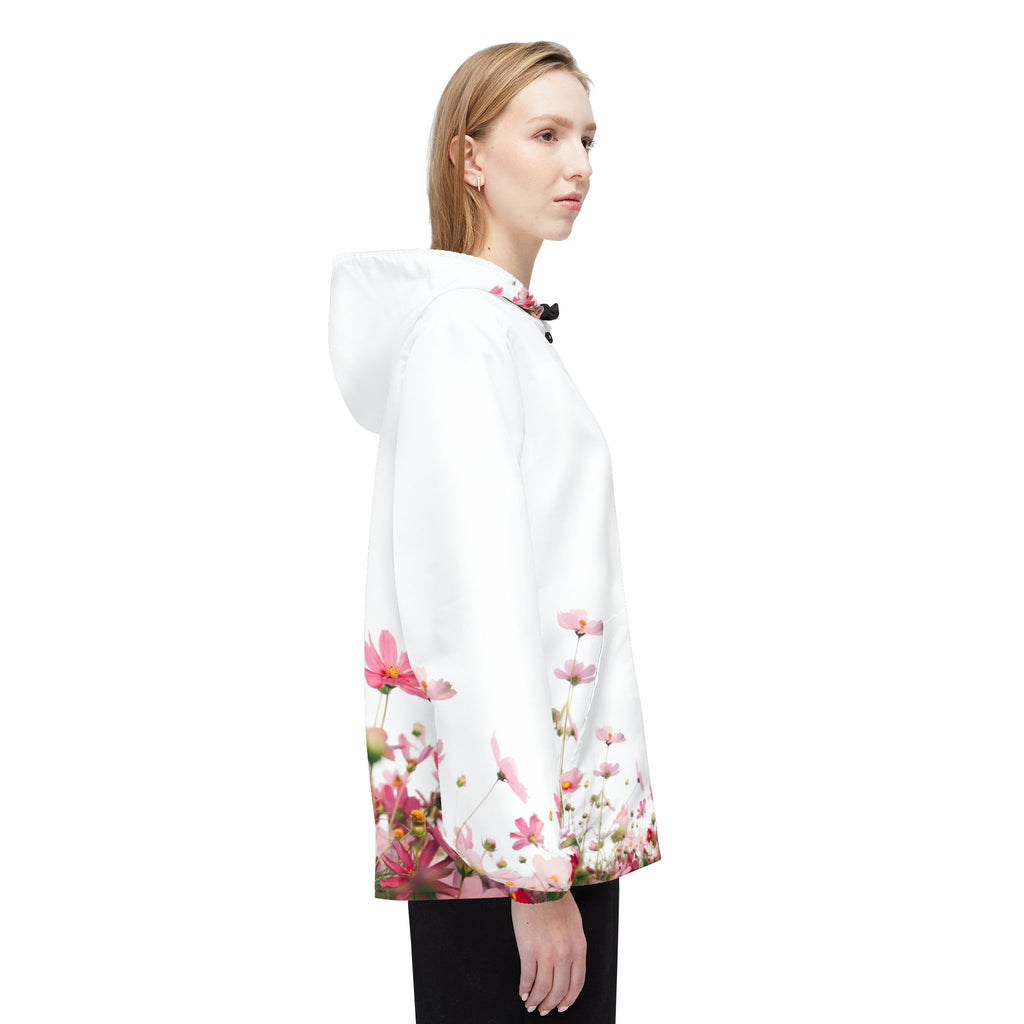 Floral Field Windbreaker Jacket – Pink Cosmos All-Over Print Hooded Jacket