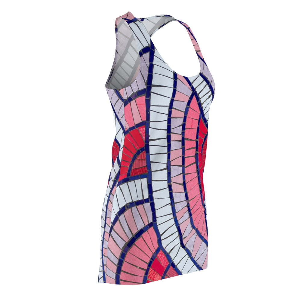Racerback Dress - Pink & Red Abstract Wave Print