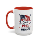 Patriotic Coffee Mug — "Land of the Free Because of the Brave" Accent Mug
