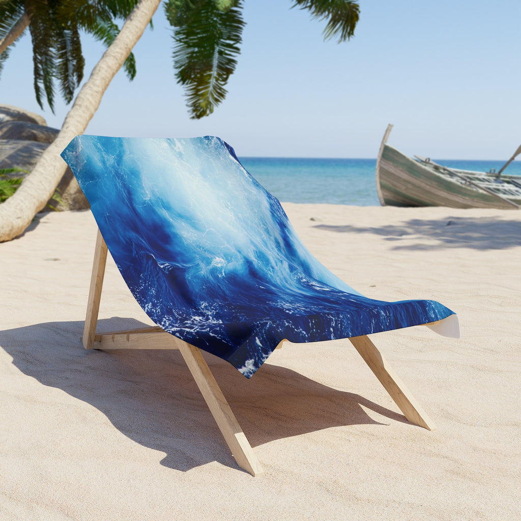 Ocean Wave Beach Towel — Blue Sea Surf Print