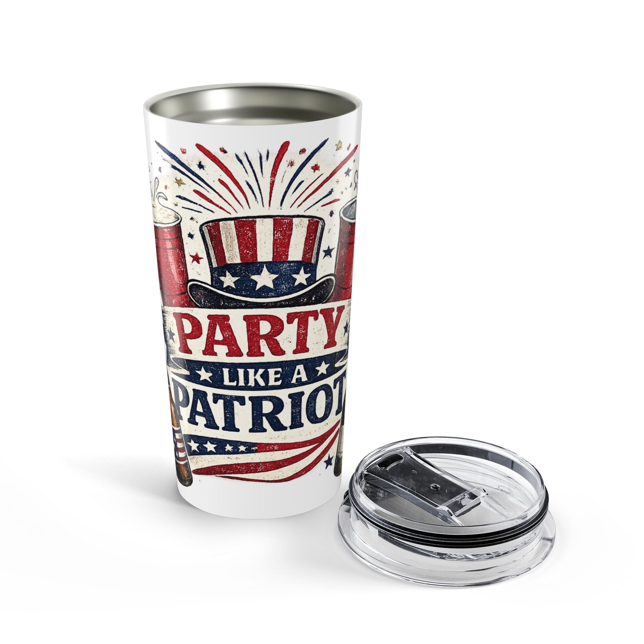 Party Like a Patriot 20oz Tumbler — American Flag Fourth of July Travel Cup