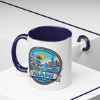 Miami Vintage Travel Accent Coffee Mug – 'Miami' Scenic Beach & Skyline Design (11/15oz)