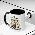 Cat Lover Coffee Mug – Cute Cat Illustration ‘Coffee’ Accent Ceramic Mug (11/15oz)