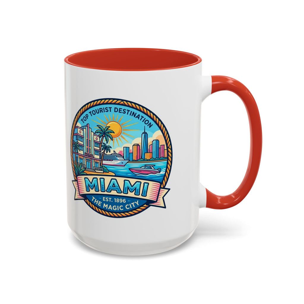 Miami Vintage Travel Accent Coffee Mug – 'Miami' Scenic Beach & Skyline Design (11/15oz)