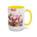 Floral Cosmos Accent Coffee Mug — Pink Wildflower Tea & Coffee Cup (11/15oz)
