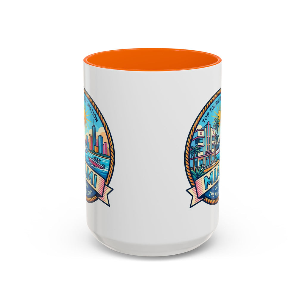 Miami Vintage Travel Accent Coffee Mug – 'Miami' Scenic Beach & Skyline Design (11/15oz)