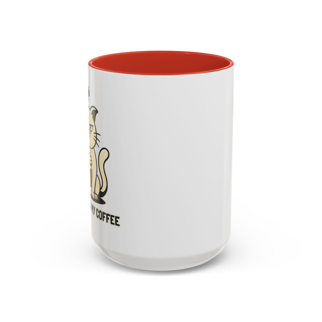 Cat Lover Coffee Mug – Cute Cat Illustration ‘Coffee’ Accent Ceramic Mug (11/15oz)