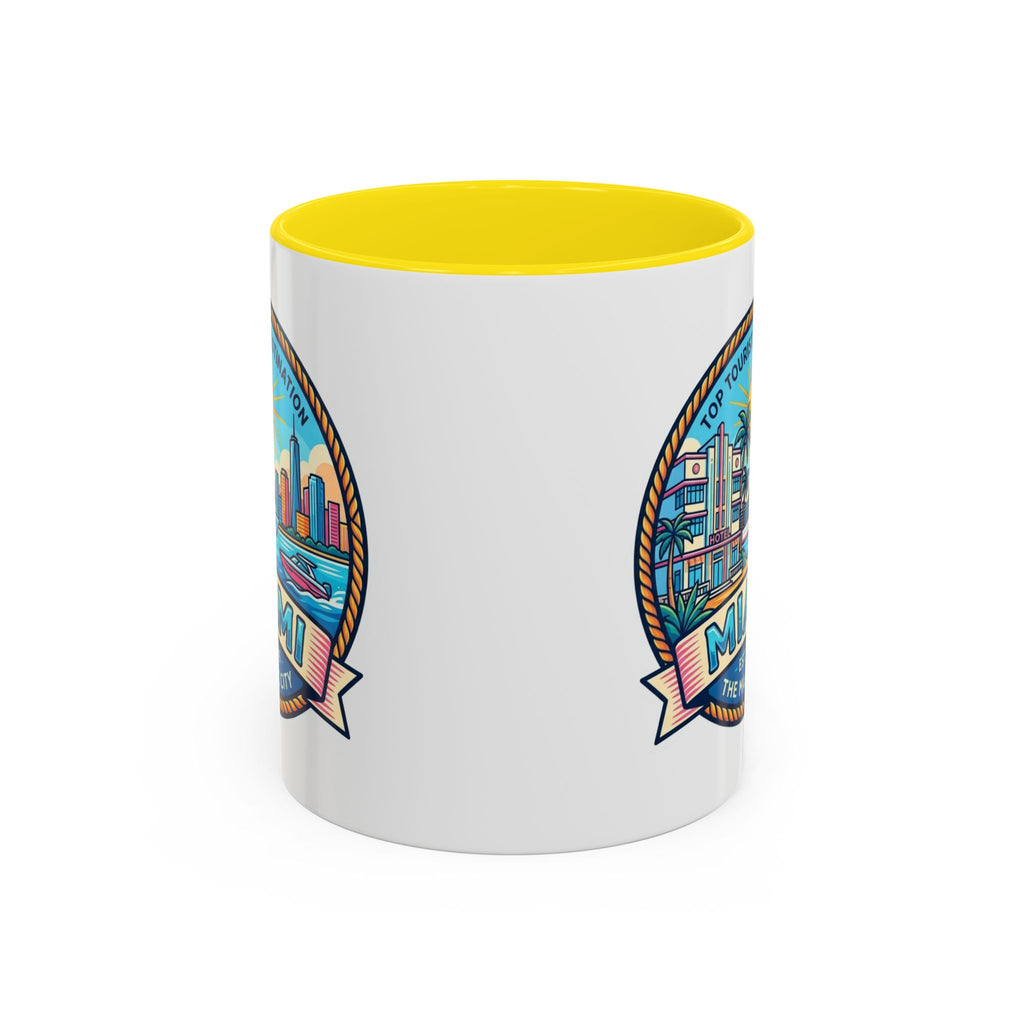 Miami Vintage Travel Accent Coffee Mug – 'Miami' Scenic Beach & Skyline Design (11/15oz)