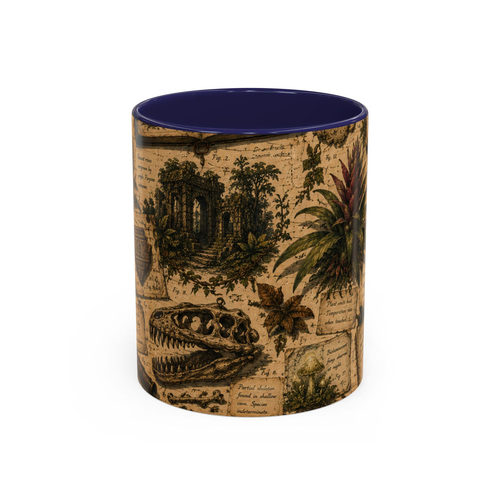 Vintage Natural History Coffee Mug — Botanical & Fossil Illustration Accent Mug