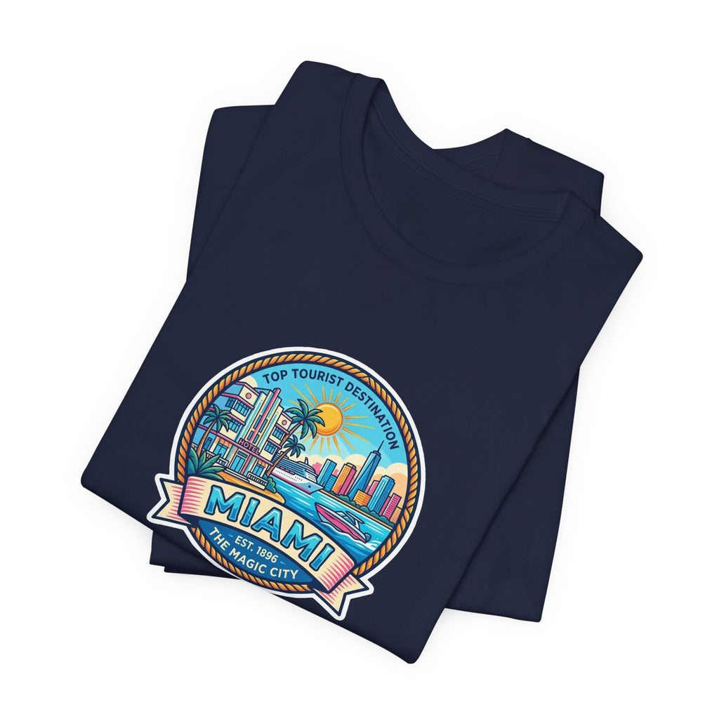 Miami Beach Vintage Logo Tee — Miami Skyline Sunset T‑Shirt