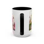 Floral Cosmos Accent Coffee Mug — Pink Wildflower Tea & Coffee Cup (11/15oz)
