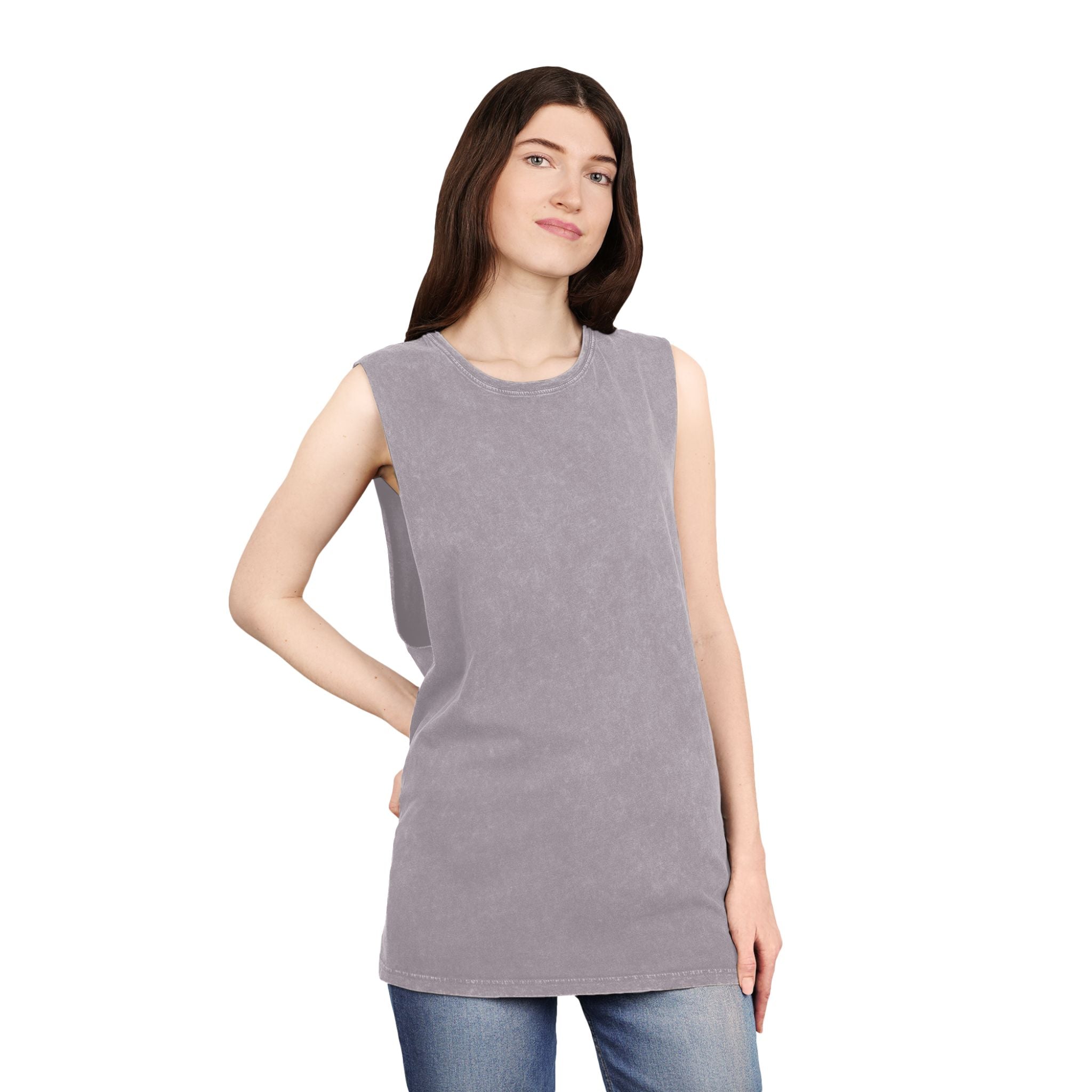 Summer Vibes Stonewash Tank Top — Retro Sunset Graphic Tank