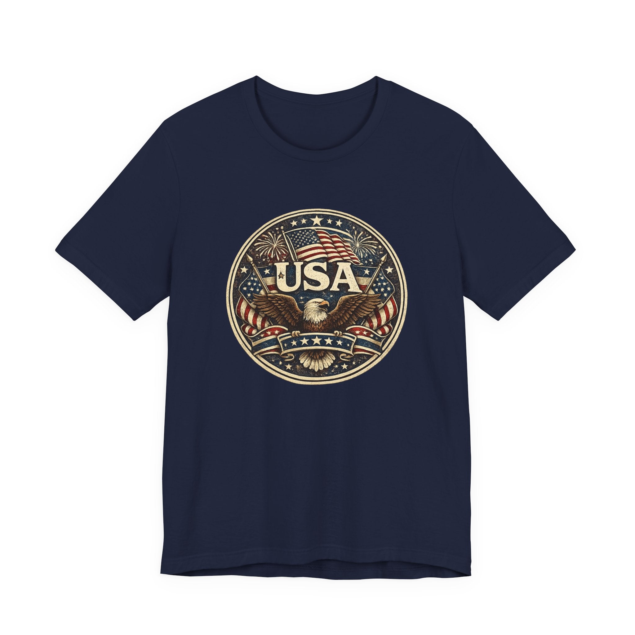 USA Eagle Vintage Patriotic T-Shirt — American Flag Graphic Tee
