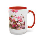 Floral Cosmos Accent Coffee Mug — Pink Wildflower Tea & Coffee Cup (11/15oz)