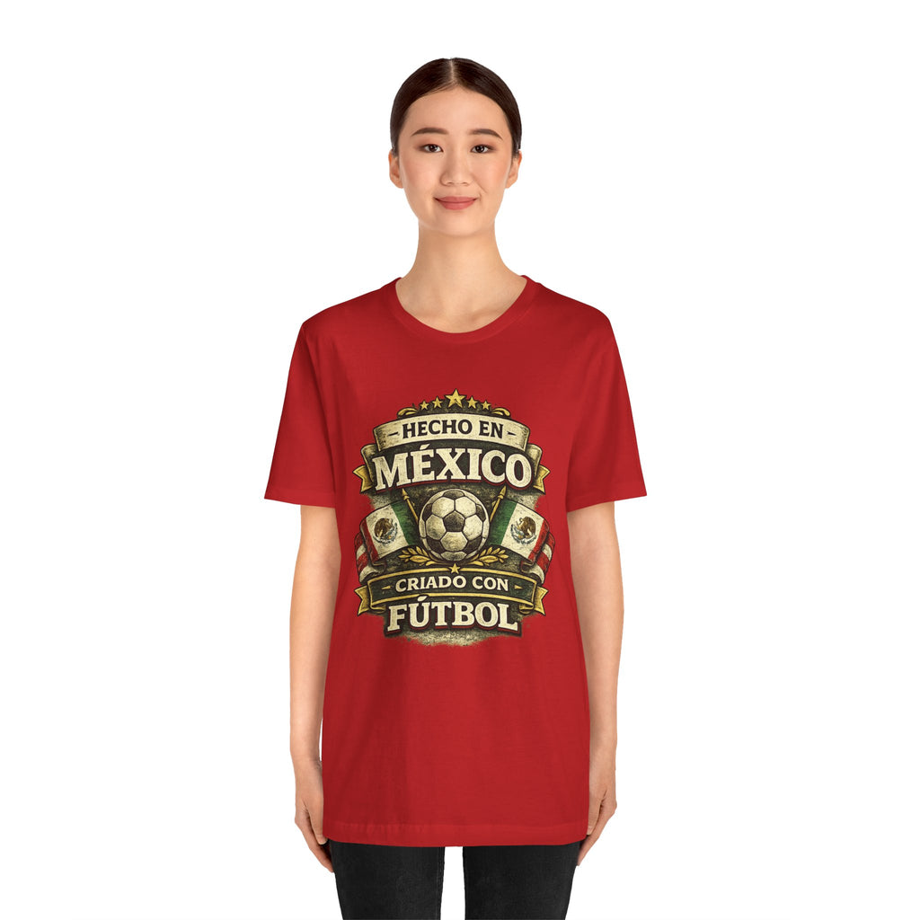 Mexico Soccer T‑Shirt — "Hecho en México, Criado con Fútbol" Vintage Football Tee