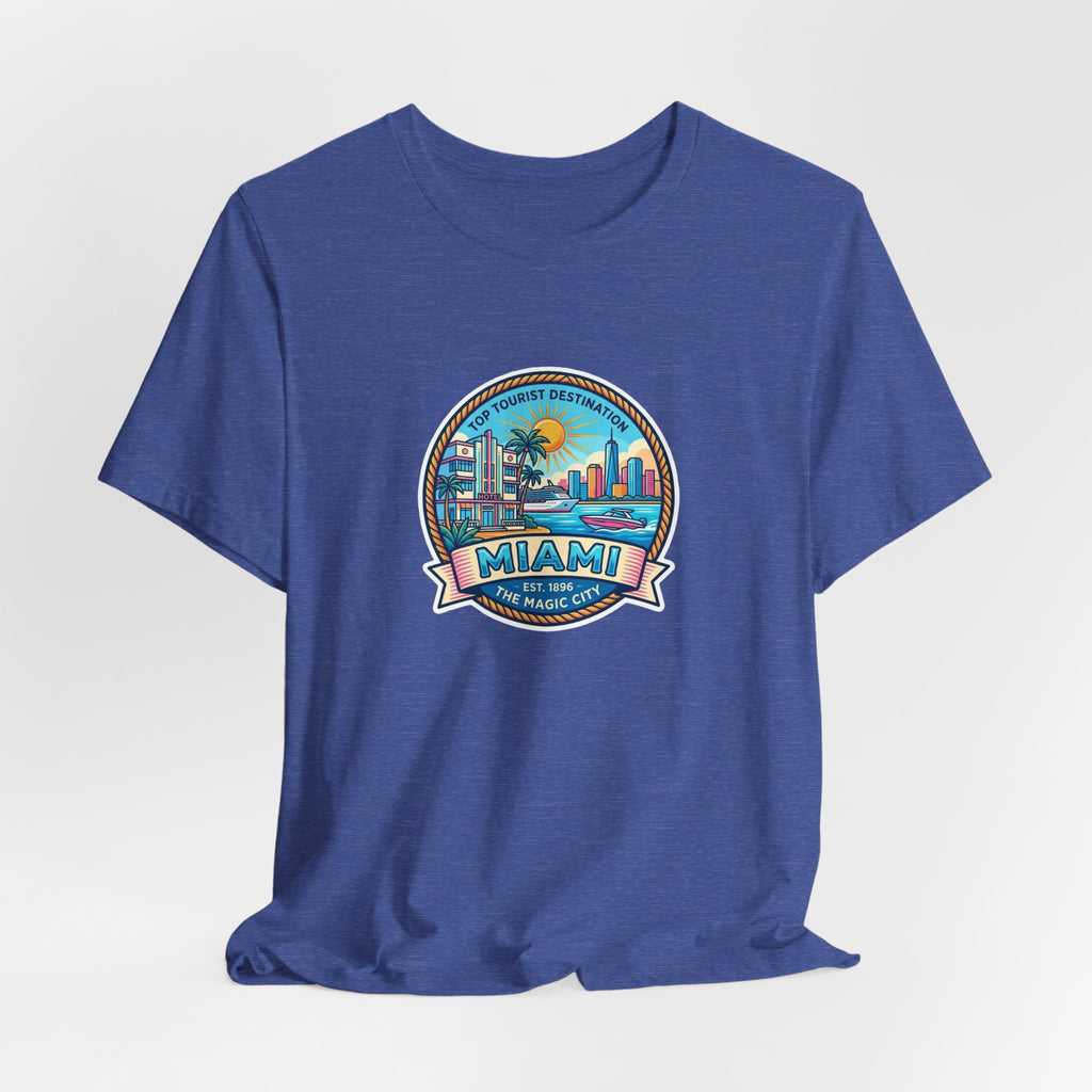 Miami Beach Vintage Logo Tee — Miami Skyline Sunset T‑Shirt