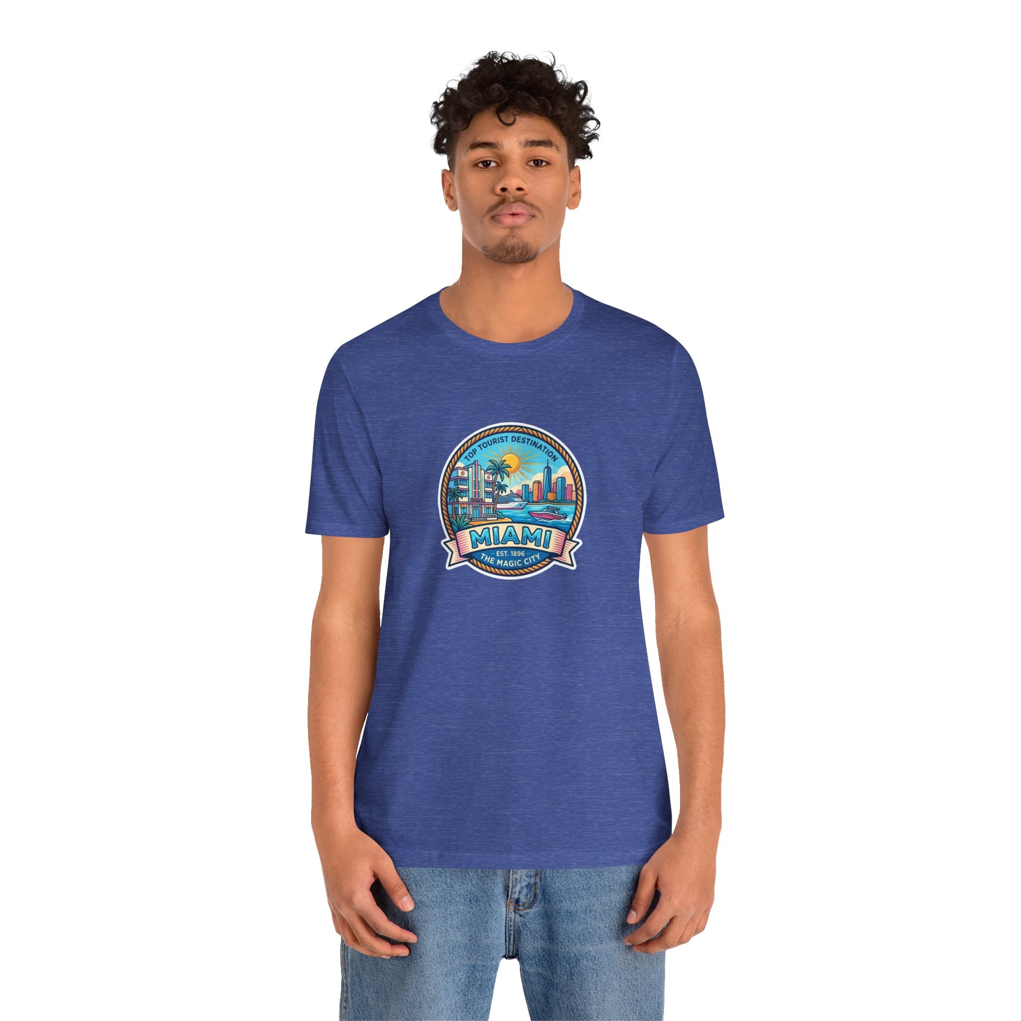 Miami Beach Vintage Logo Tee — Miami Skyline Sunset T‑Shirt