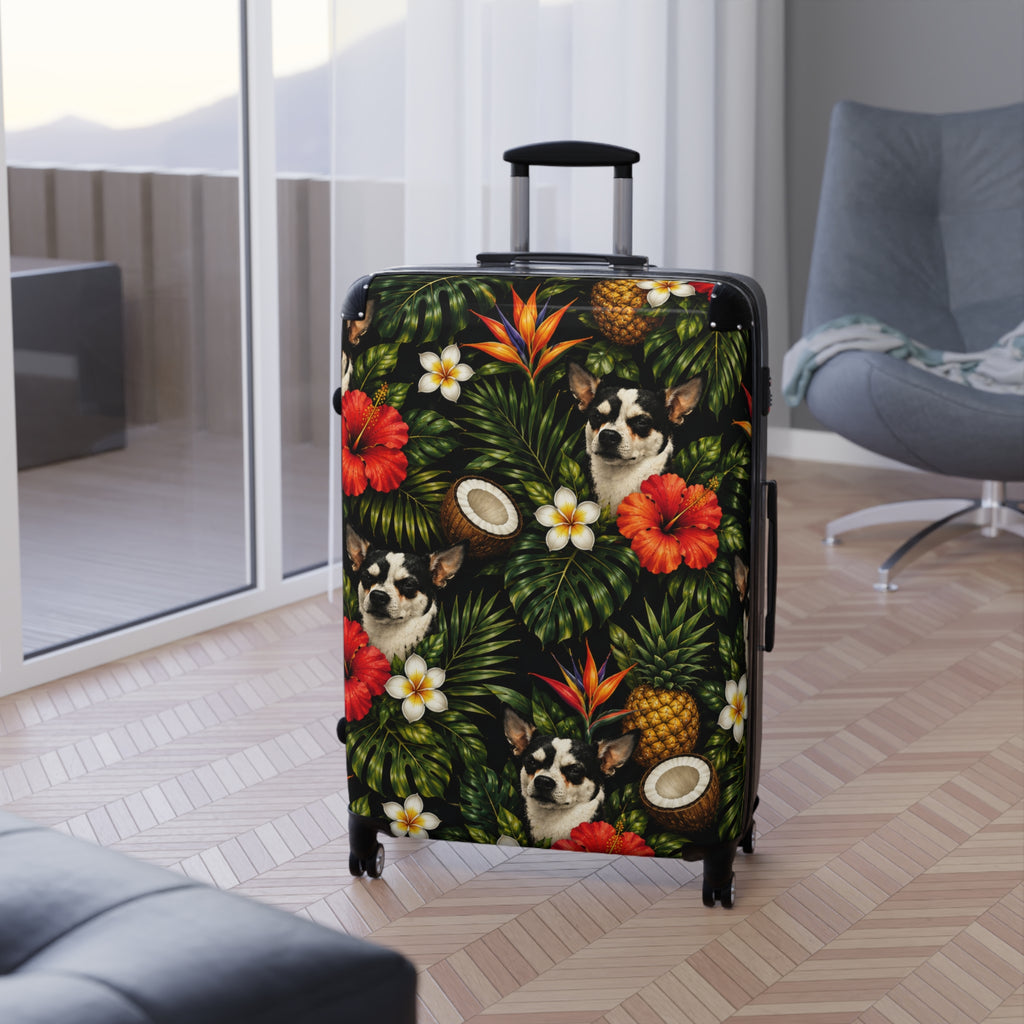Tropical chihuahua Suitcase — Floral Pineapple Coconut Carry-On Luggage