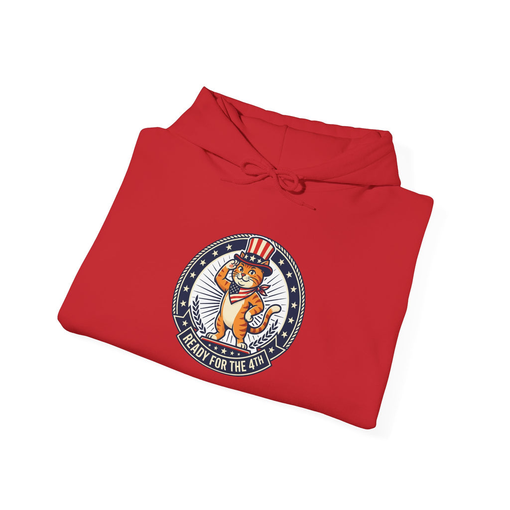 Patriotic Cat Hoodie — "Ready for the Stars" Graphic Pullover