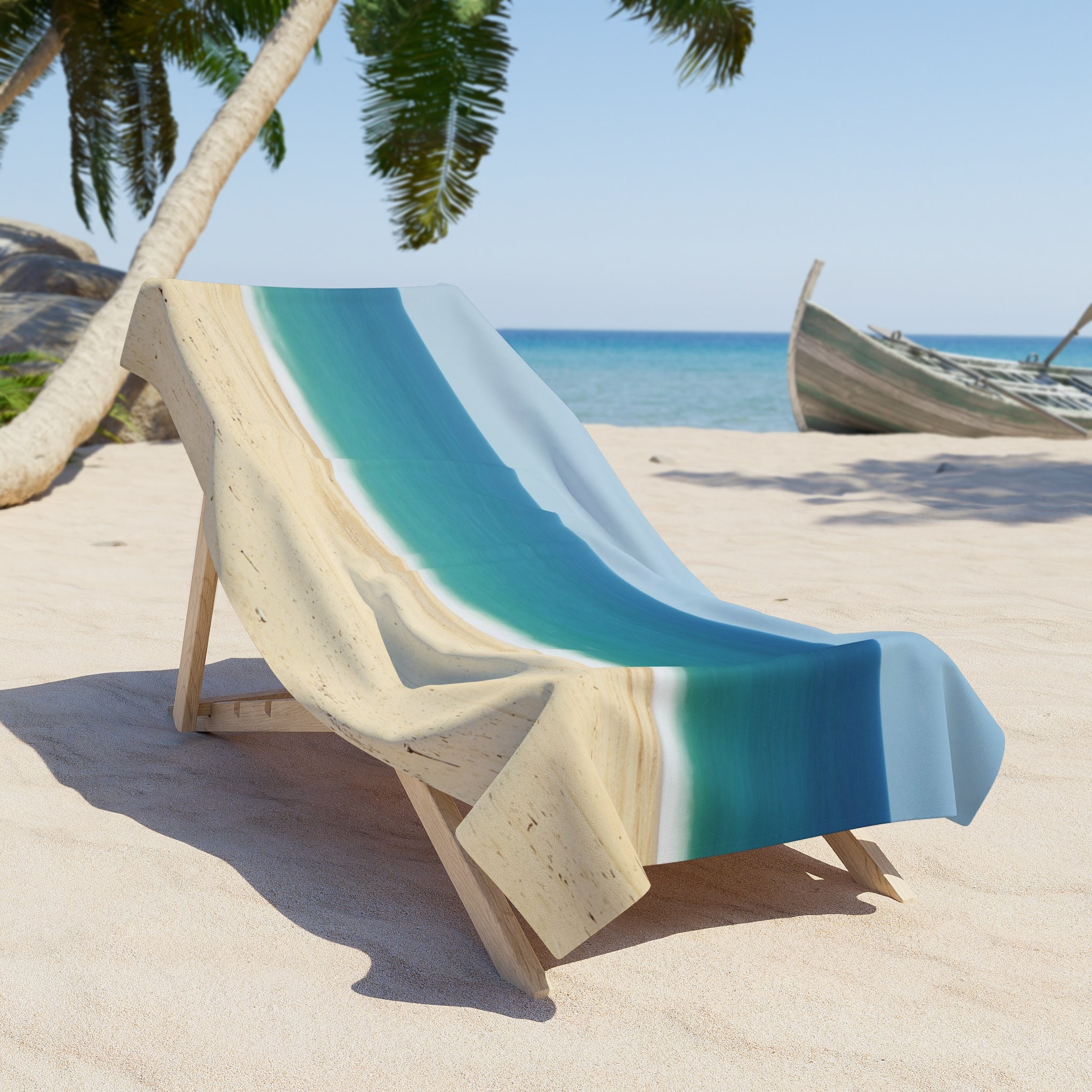 Beach Towel — Minimal Coastal Waves Print