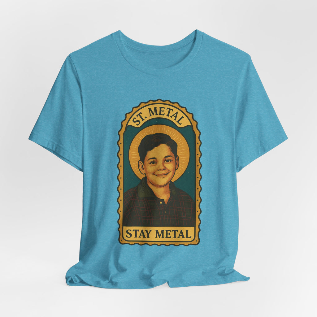 Copy of Stay Metal T-Shirt — Retro Saint Portrait Heavy Metal Tee