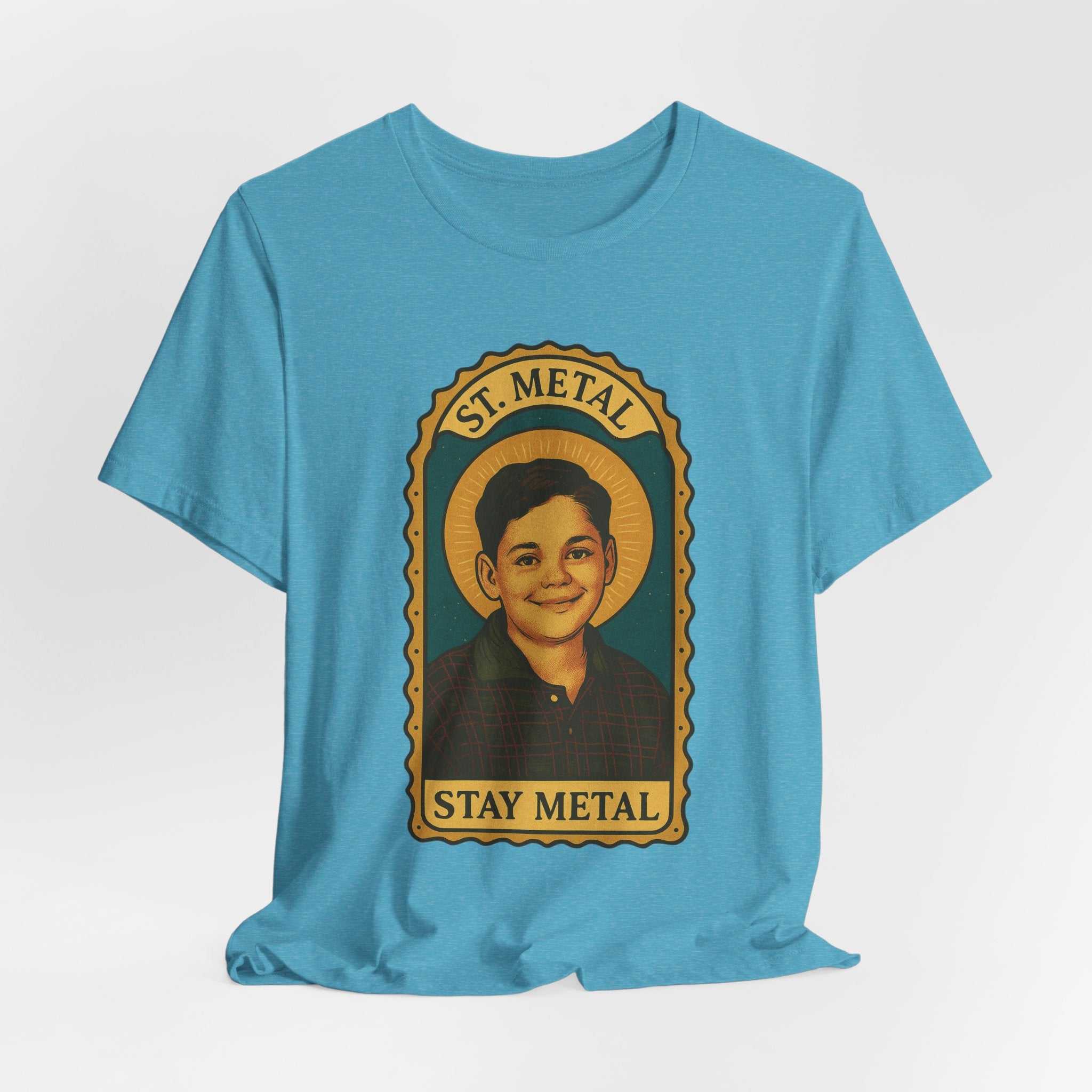 Copy of Stay Metal T-Shirt — Retro Saint Portrait Heavy Metal Tee
