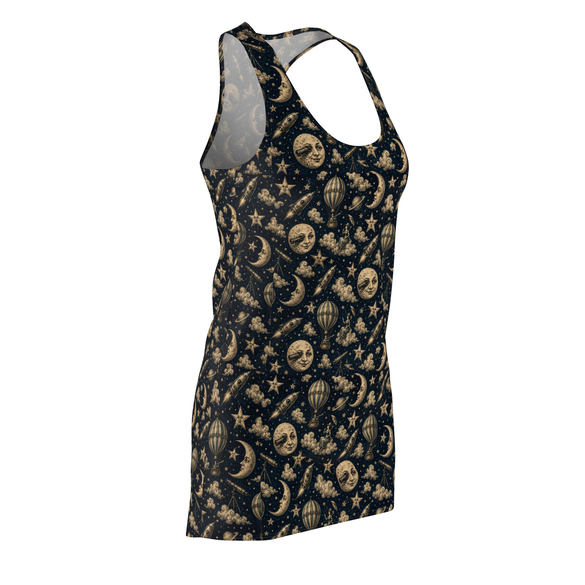Racerback Dress — Vintage Moon & Stars All-Over Print