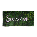Summer Neon Script Beach Towel — Tropical Green Leaf Pool & Beach Towel