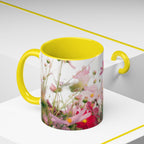 Floral Cosmos Accent Coffee Mug — Pink Wildflower Tea & Coffee Cup (11/15oz)