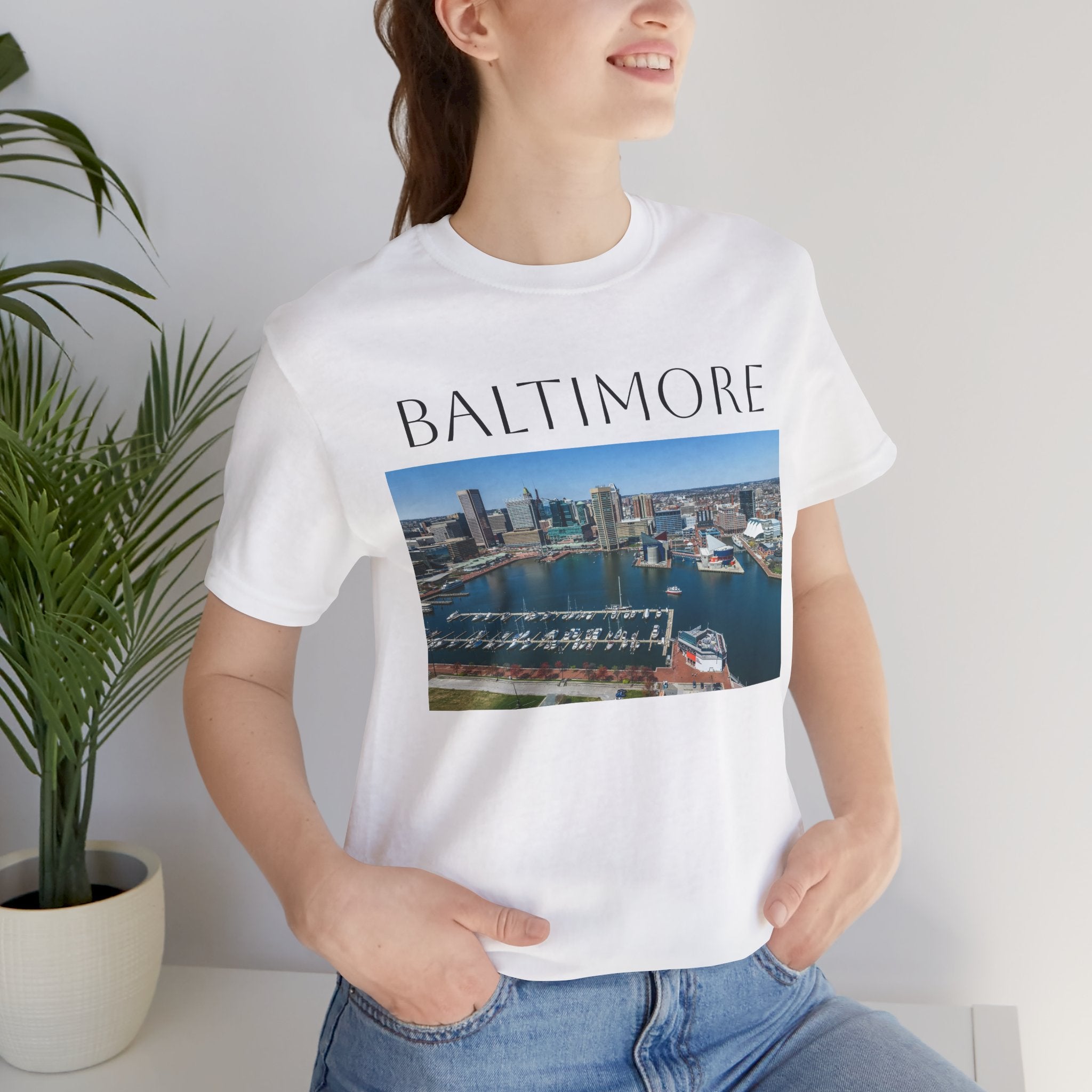 Baltimore Skyline Photo Tee — Inner Harbor Cityscape T-Shirt