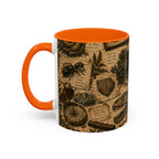 Vintage Natural History Coffee Mug — Botanical & Fossil Illustration Accent Mug