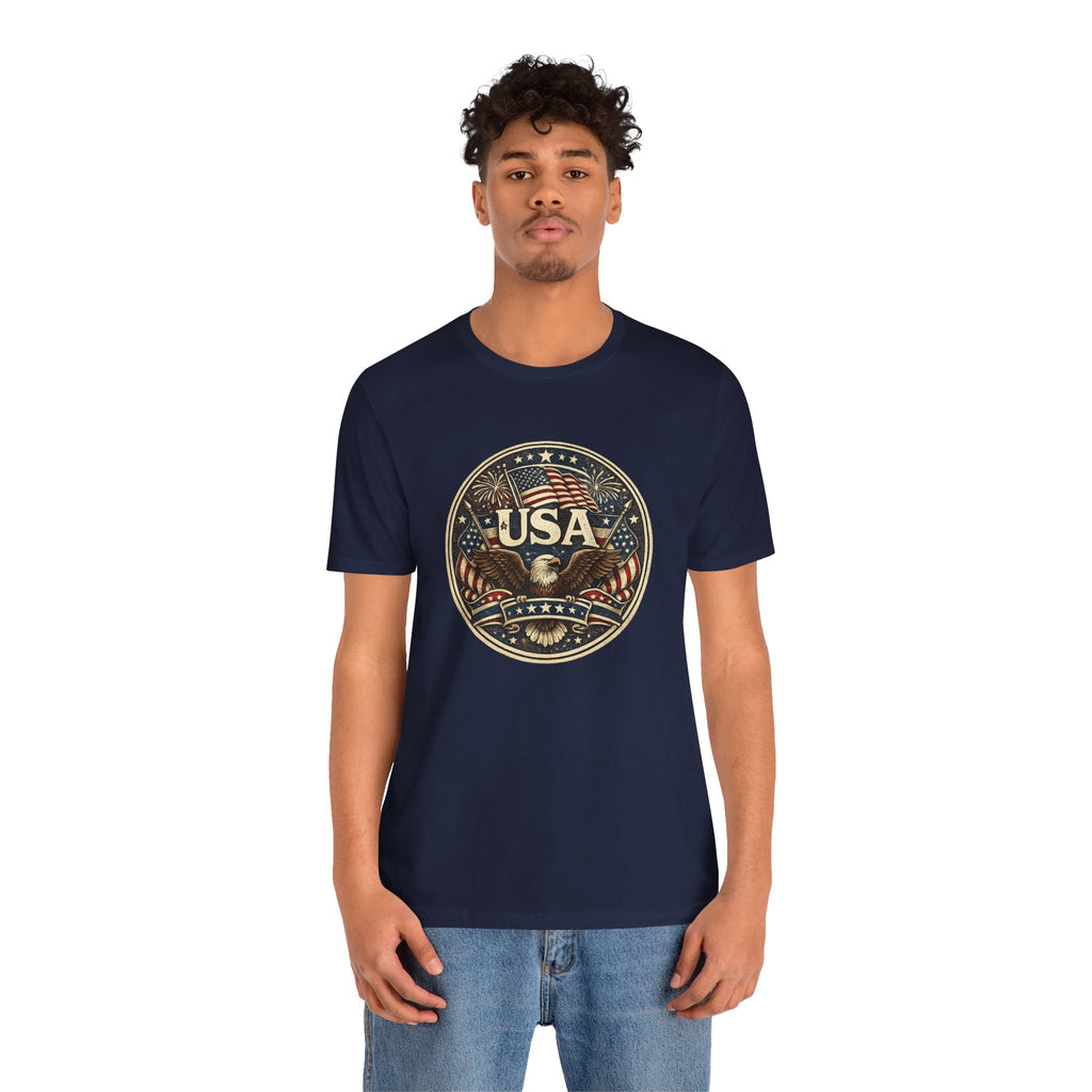 USA Eagle Vintage Patriotic T-Shirt — American Flag Graphic Tee