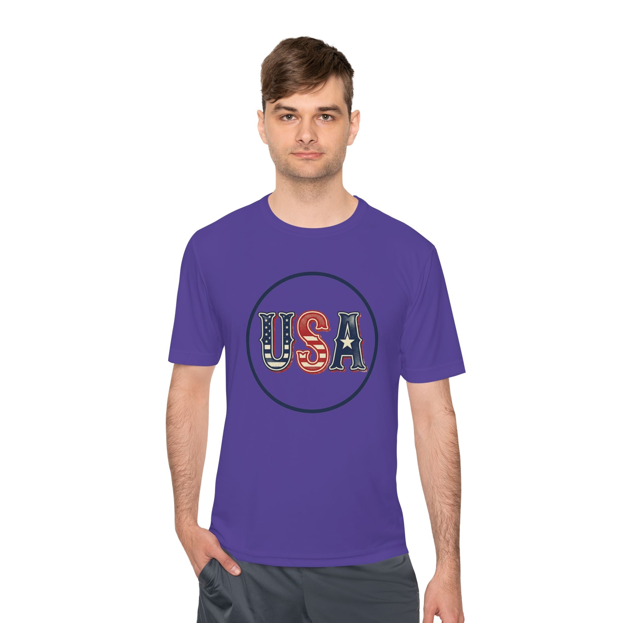 USA Patriotic Tee — Retro Stars & Stripes Moisture-Wicking Shirt