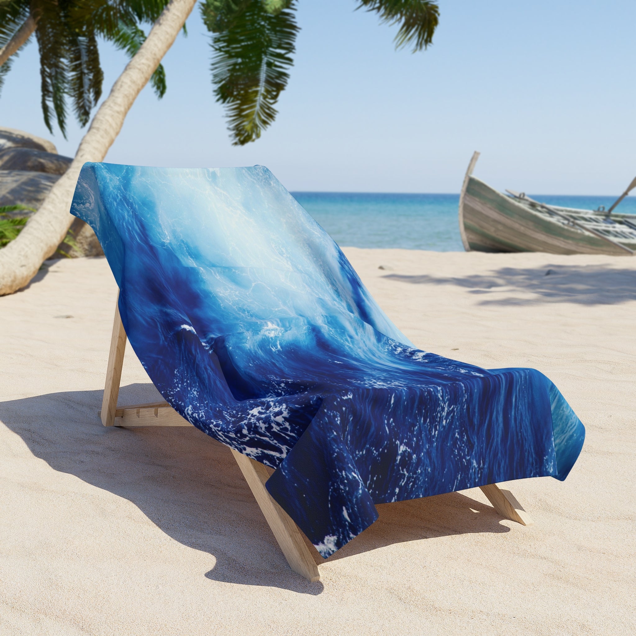 Ocean Wave Beach Towel — Blue Sea Surf Print