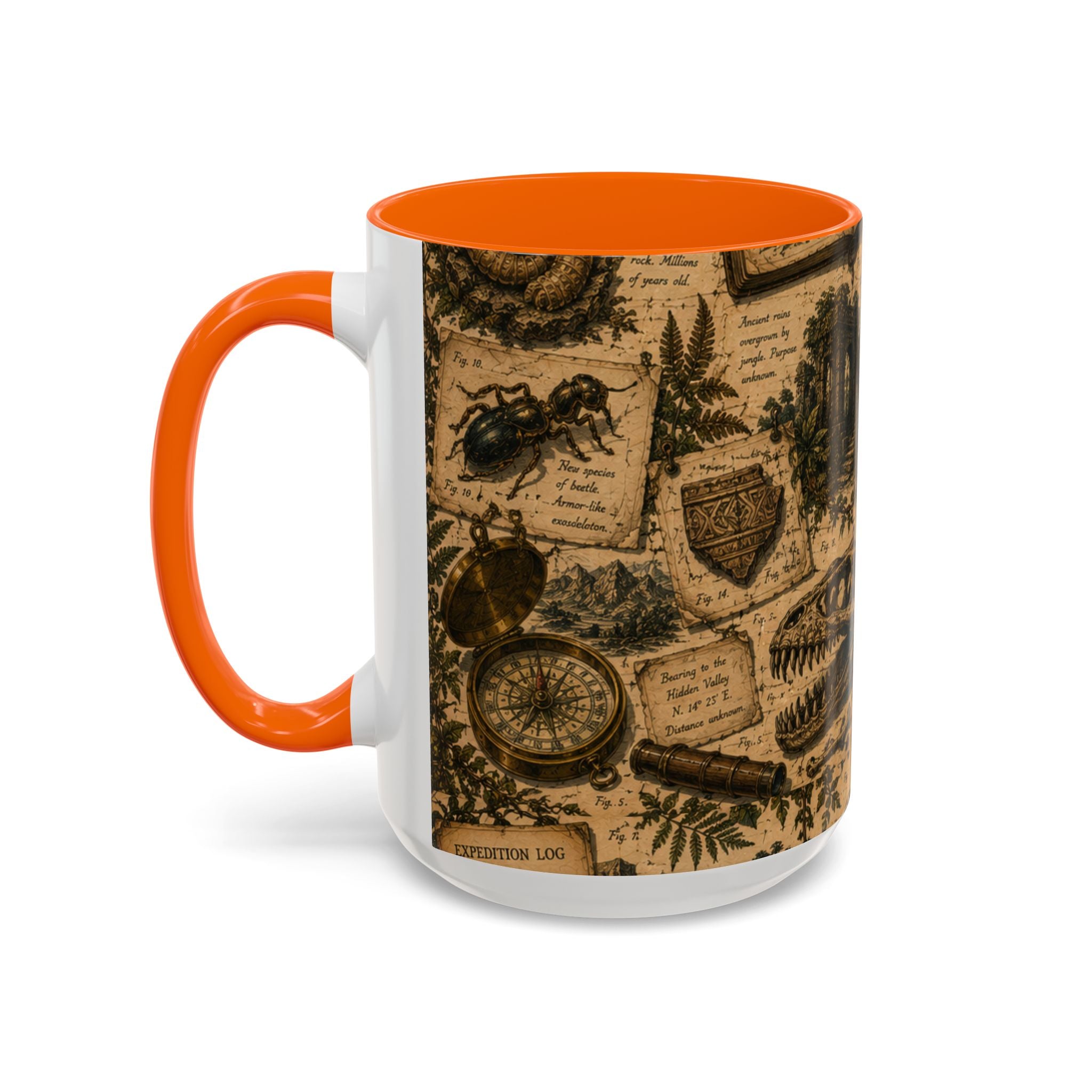 Vintage Natural History Coffee Mug — Botanical & Fossil Illustration Accent Mug