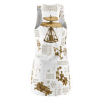 Vintage Leonardo Da Vinci Sketch Racerback Dress — Steampunk Airship Print