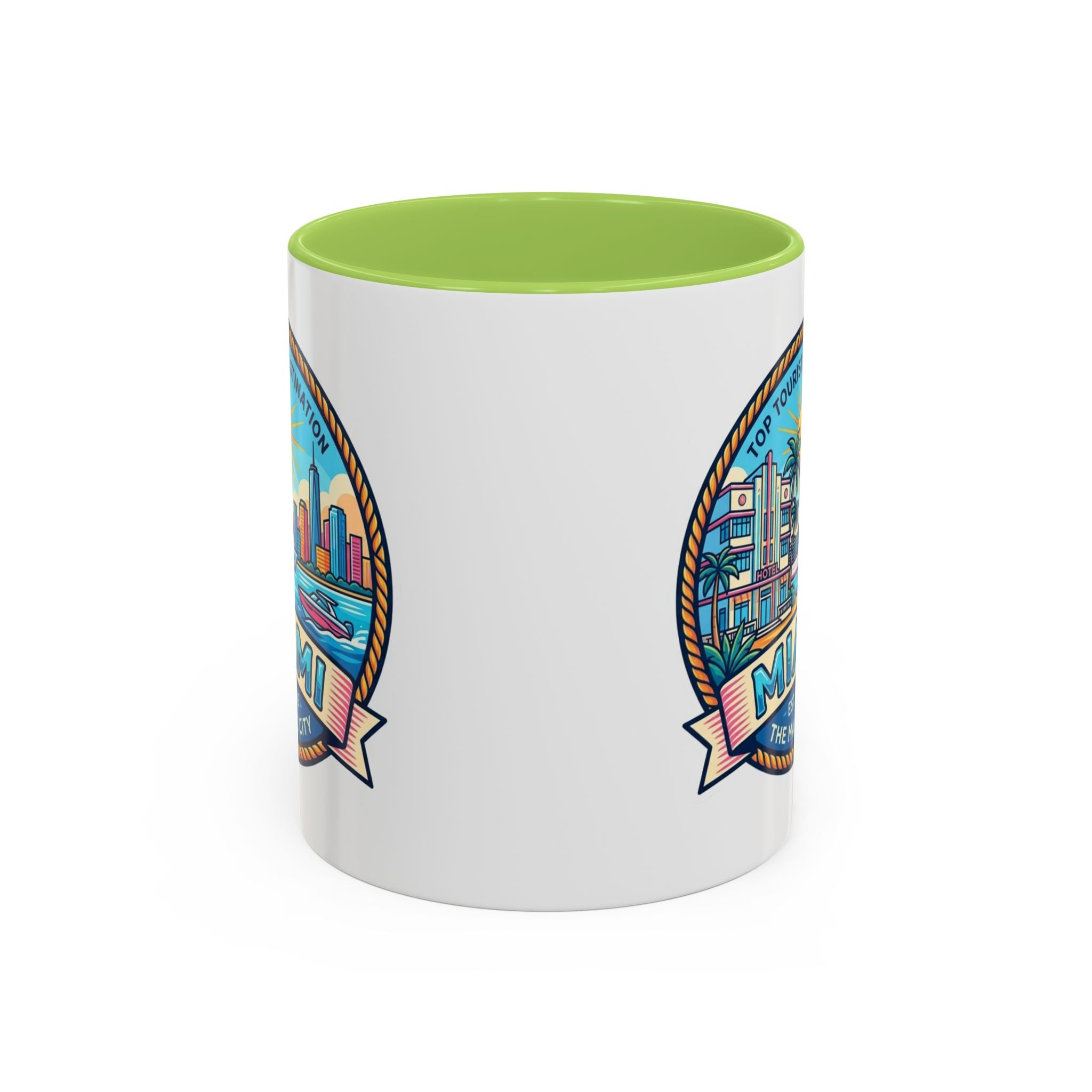 Miami Vintage Travel Accent Coffee Mug – 'Miami' Scenic Beach & Skyline Design (11/15oz)
