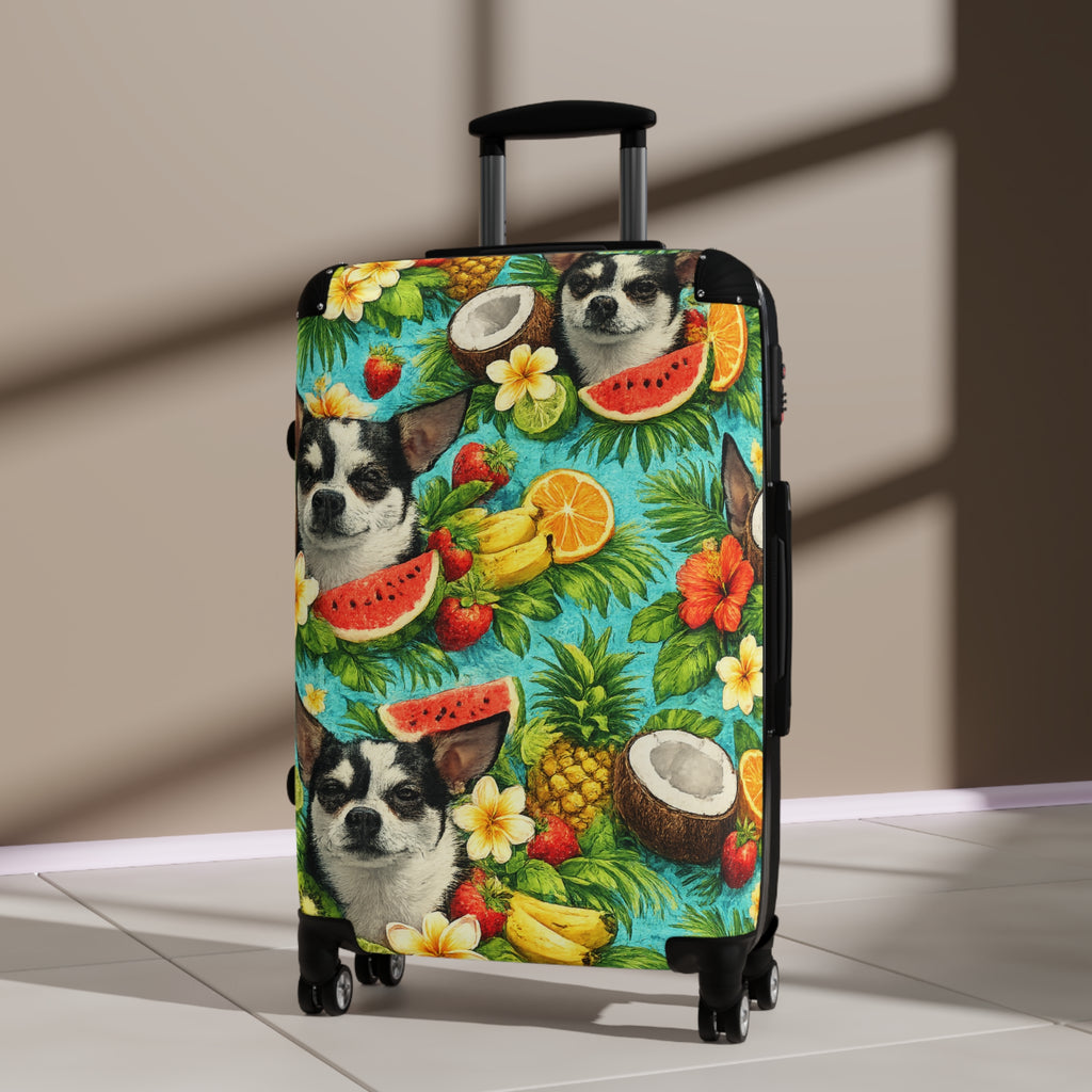 Tropical chihuahua Suitcase – Colorful Fruit & Floral Carry-On Luggage