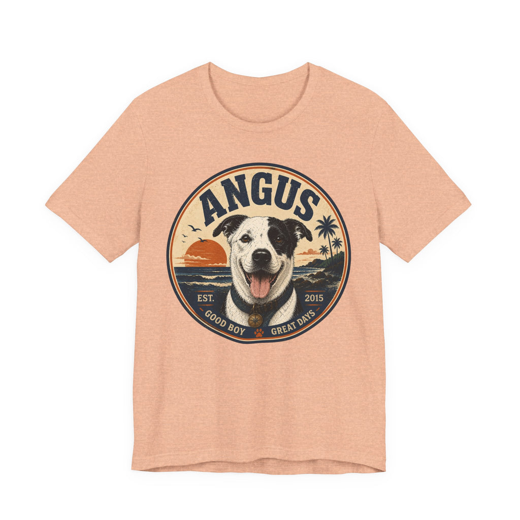 Angus Dog Tee — Retro Beach Portrait T-Shirt