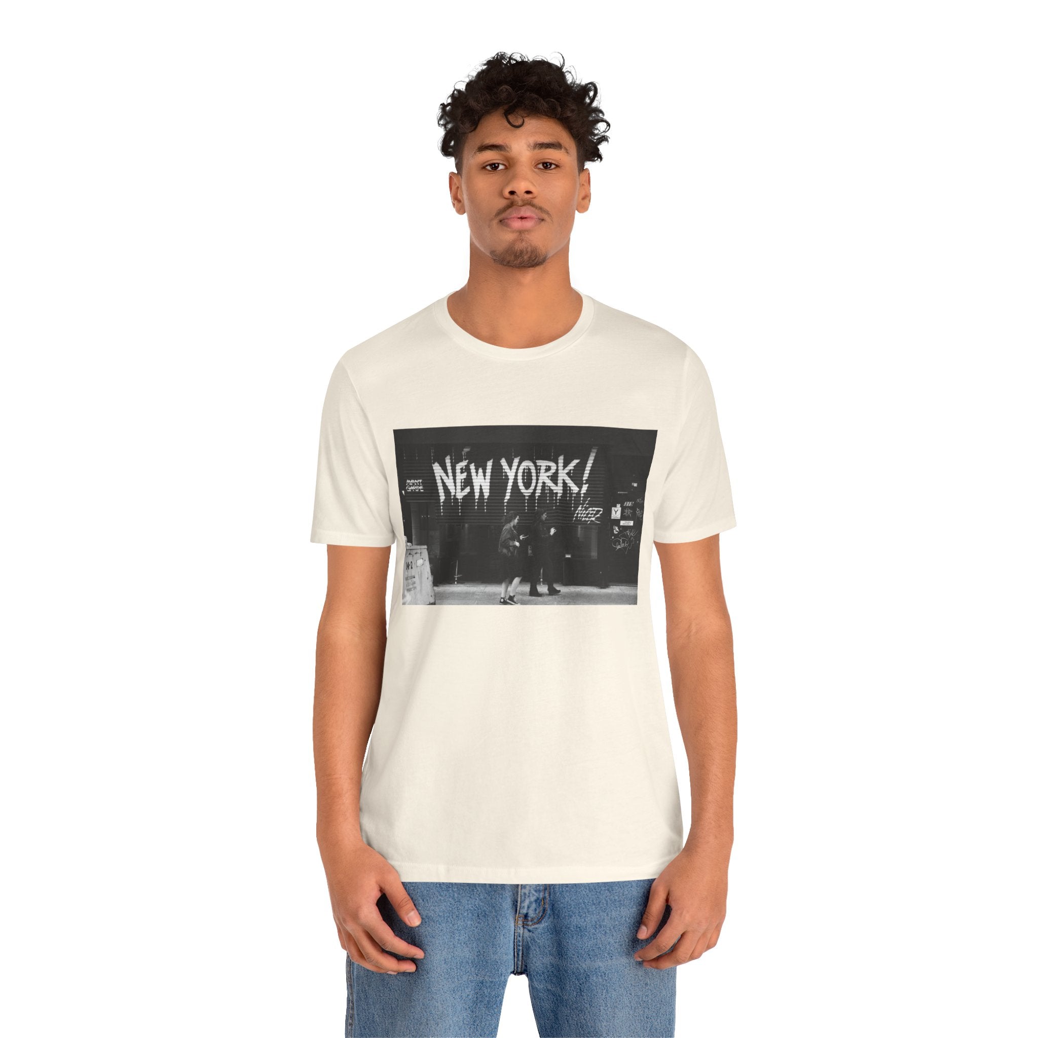 New York City Skyline Tee — Vintage Black & White 'NEW YORK!' Graphic Shirt