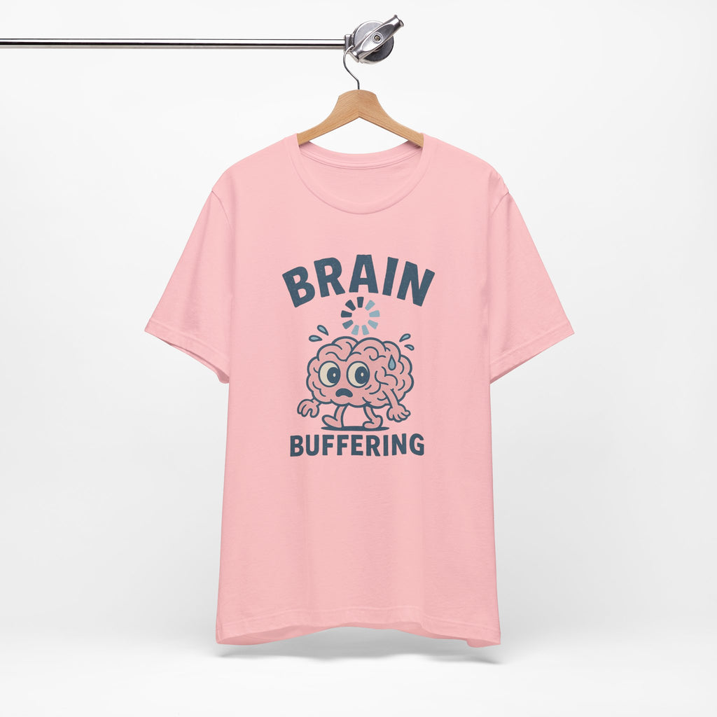 Brain Buffering T‑Shirt — Cute Cartoon Brain Graphic Tee for Neuro Humor