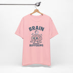 Brain Buffering T‑Shirt — Cute Cartoon Brain Graphic Tee for Neuro Humor