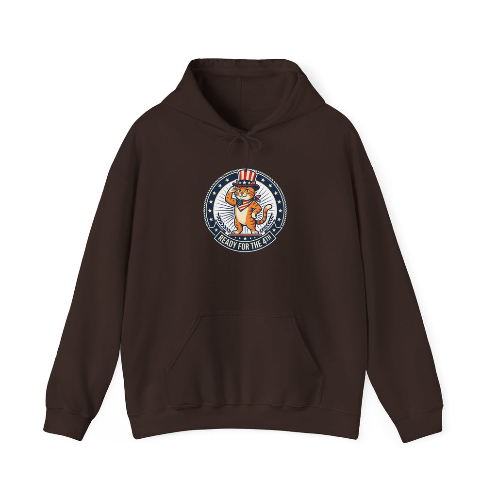 Patriotic Cat Hoodie — "Ready for the Stars" Graphic Pullover