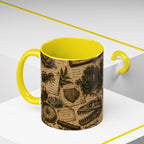Vintage Natural History Coffee Mug — Botanical & Fossil Illustration Accent Mug
