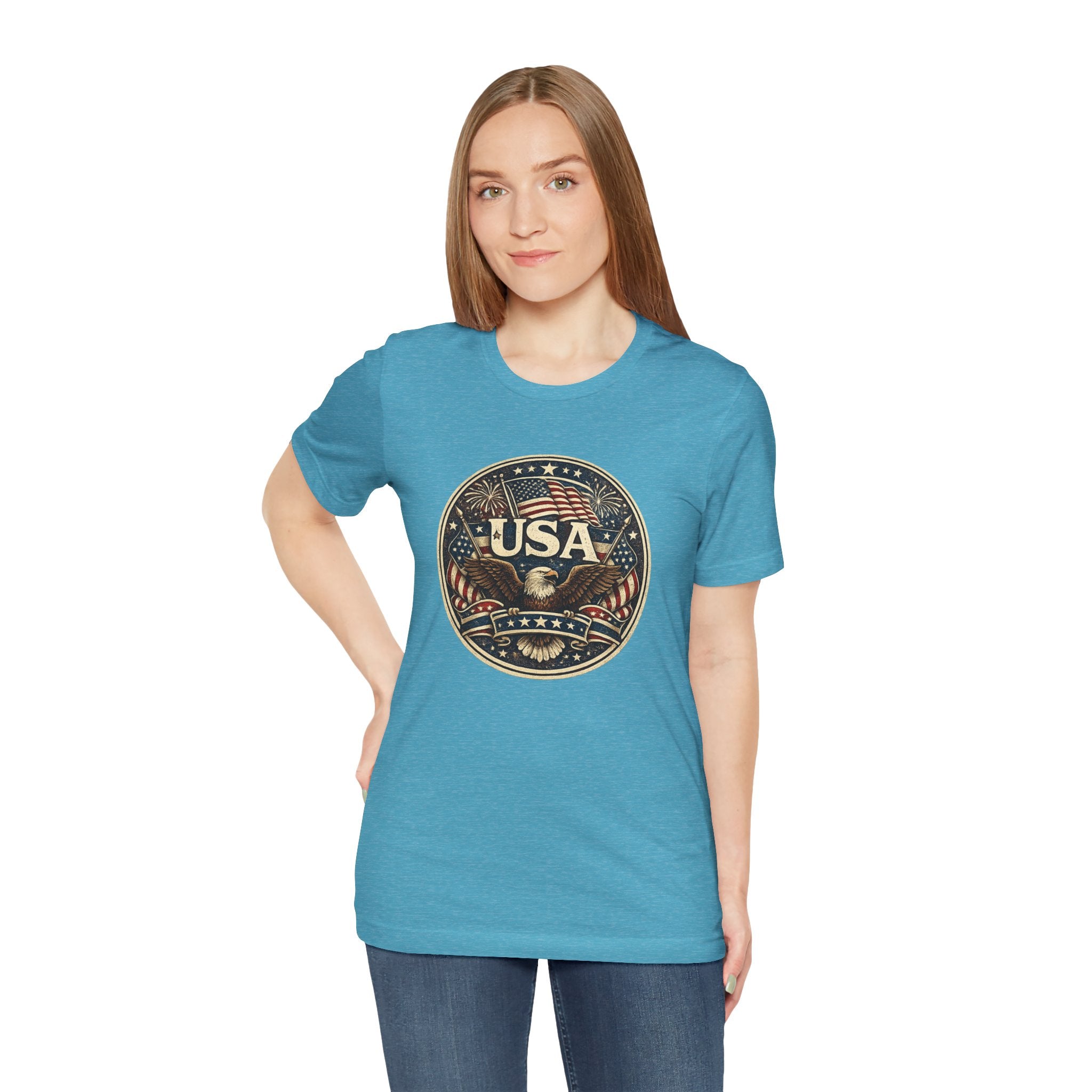 USA Eagle Vintage Patriotic T-Shirt — American Flag Graphic Tee