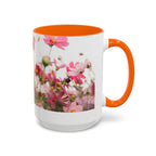 Floral Cosmos Accent Coffee Mug — Pink Wildflower Tea & Coffee Cup (11/15oz)