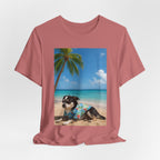 Beach Chihuahua Dog T-Shirt — Hawaiian Shirt Puppy on Tropical Shore