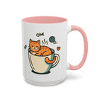 Cat in Cup Coffee Mug — Cute Cat Lover Accent Mug (11/15oz)