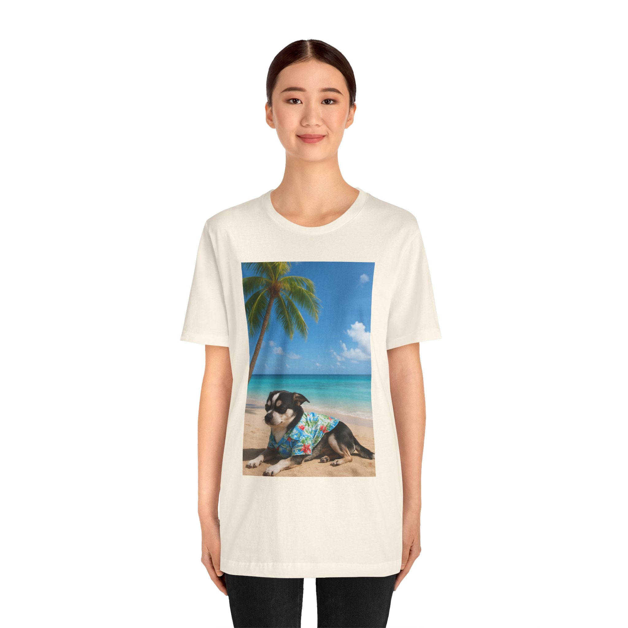 Beach Chihuahua Dog T-Shirt — Hawaiian Shirt Puppy on Tropical Shore
