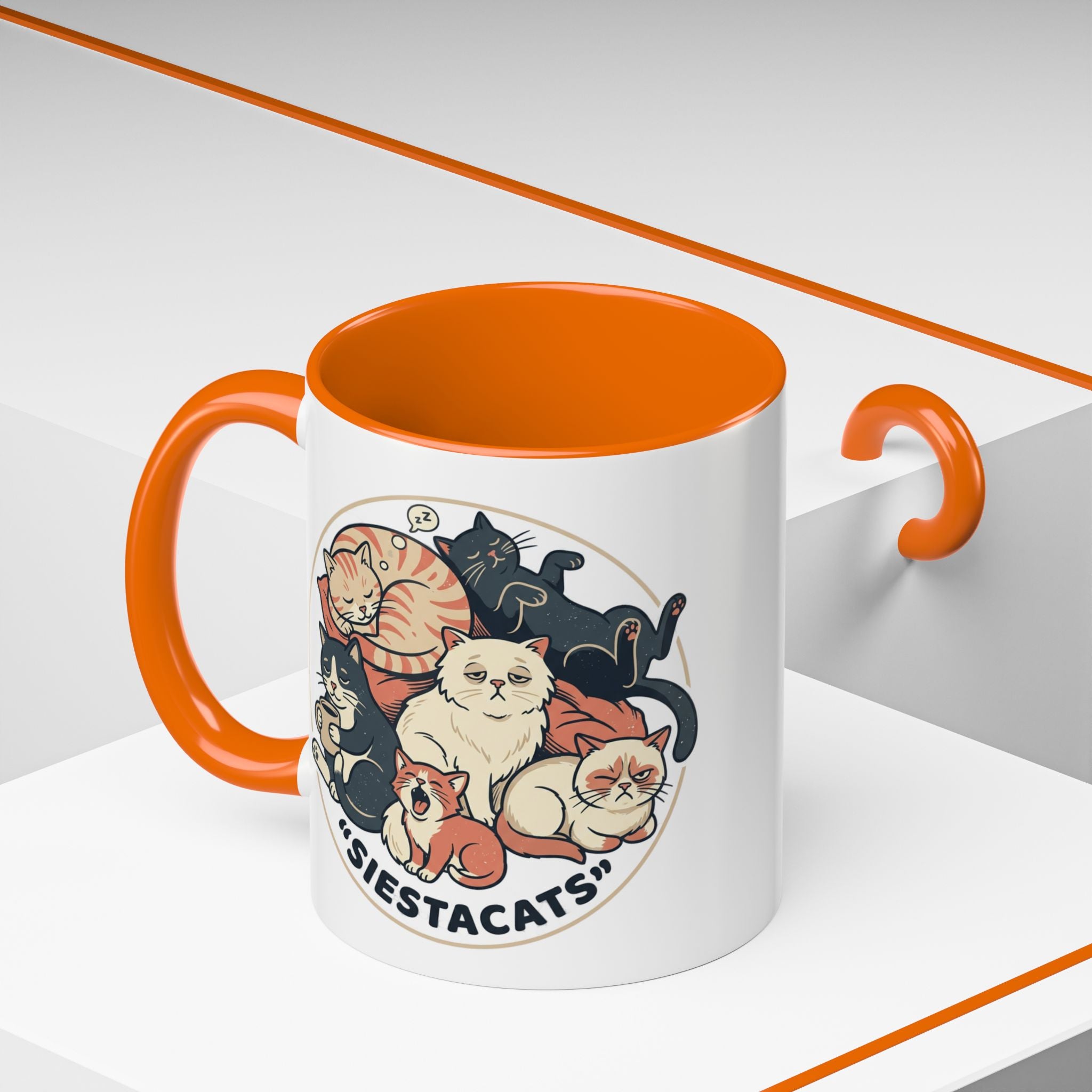 Cat Jester Accent Coffee Mug – Whimsical Vintage Cat Illustration (11/15oz)
